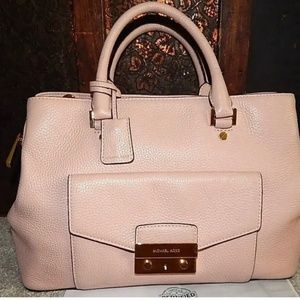 Michael Kors Handbag Purse Haley 30F6GILS3L Pink Pebbled Leather Satchel COA
